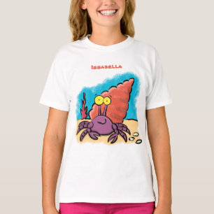 T-shirt Drôle mignon caricature pourpre crabe ermite
