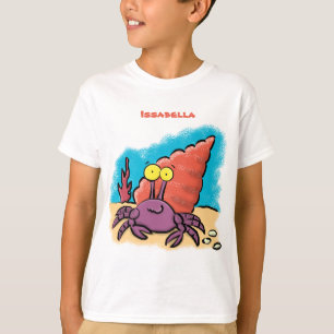 T-shirt Drôle mignon caricature pourpre crabe ermite