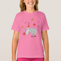 Drôle mignon Cartoon Mouton Fleur Papillon Fleur F