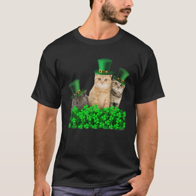 T-shirt Drôle Mignon Chat Saint Patrick Jour Heureux St Ca (Devant)