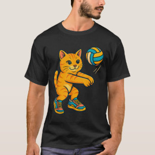 T-shirt Drôle mignon Chat Volleyball Joueur Fan Tee Traine