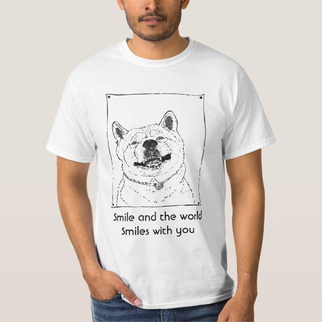 T-shirt drôle mignon chien souriant avec slogan exaltant (Devant)