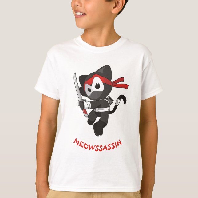 T-shirt Drôle mignon de Meowssassin de chat de Ninja (Devant)