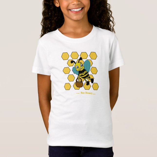 T-Shirt Drôle mignon et souriante aquarelle abeille (Devant)