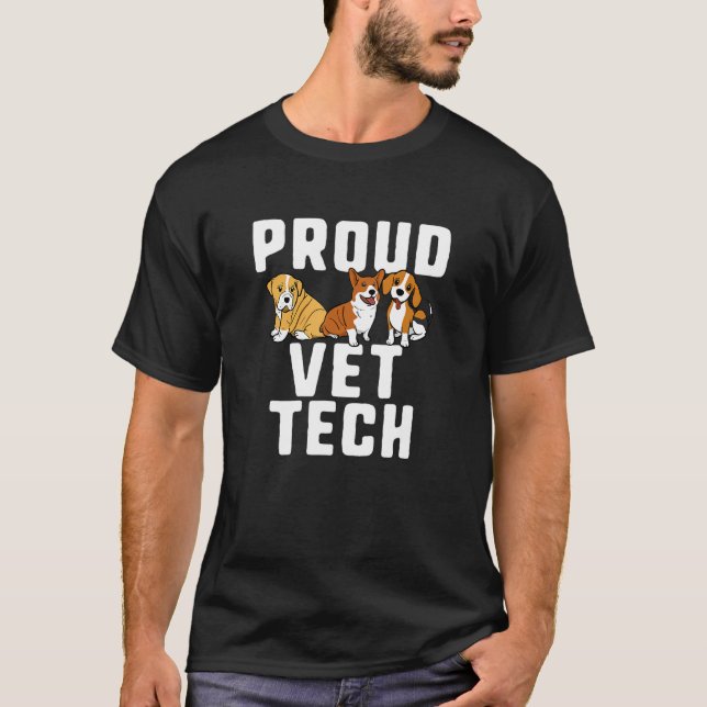 T-shirt Drôle mignon Fier Vet Tech Amoureux des animaux Te (Devant)