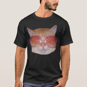 T-shirt Drôle mignon Geeky Hipster Chat porter des lunette