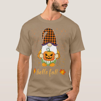 T-shirt Drôle mignon Gnome Holding Citrouille Automne bonj