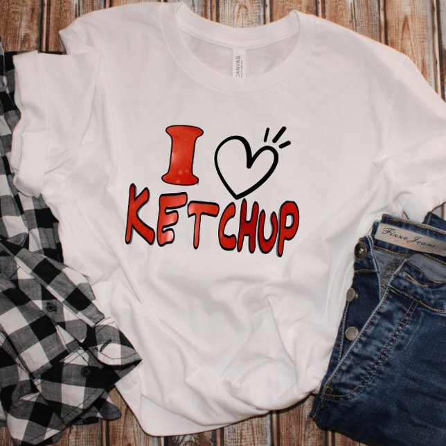 T-shirt Drôle mignon J'aime Ketchup (Créateur téléchargé)