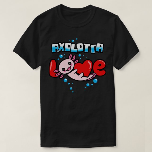T-shirt Drôle mignon Kawaii Axolotl Valentine amoureux mig (Design devant)