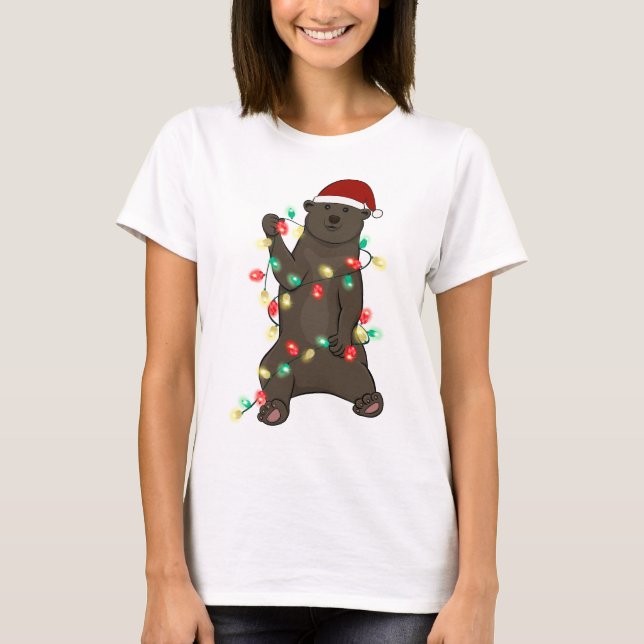T-shirt Drôle mignon ours de Noël (Devant)