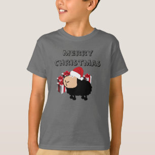 T-shirt Drôle mignon Père Noël dessin animé mouton Noël