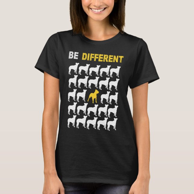 T-shirt Drôle Mignon Pit Bull Soyez Différent Inspiration (Devant)