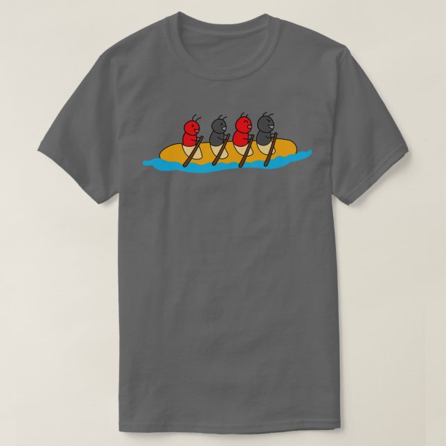 T-shirt Drôle Mignonne Fourmis Marcher Un Long Pain Kayak  (Design devant)