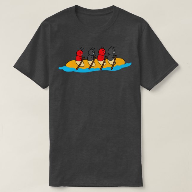 T-shirt Drôle Mignonne Fourmis Marcher Un Long Pain Kayak  (Design devant)