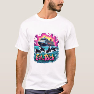 T-shirt Drôle Mignonne Orca Baleine Mange Rich