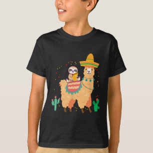 T-shirt Drôle Mignonne Sloth Et Llama Avec Taco Et Mexicai