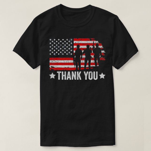 T-shirt Drôle militaire US Drapeau Vêtements Merci América (Design devant)