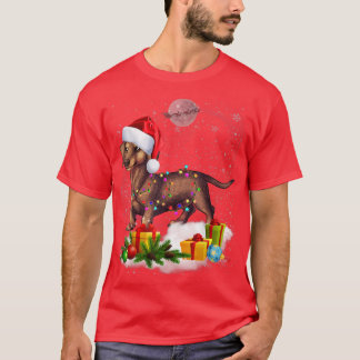 T-shirt Drôle Miniature Dachshund Chien Lumières de Noël S