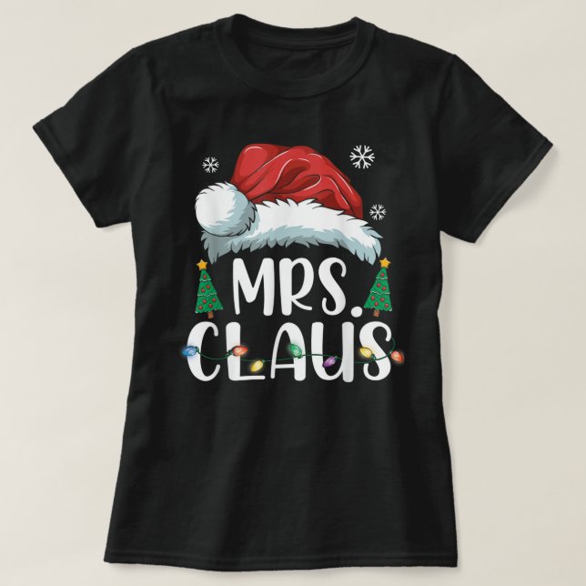 T-shirt Drôle Mme Claus Père Noël Christmas Matching Coupl (Design devant)