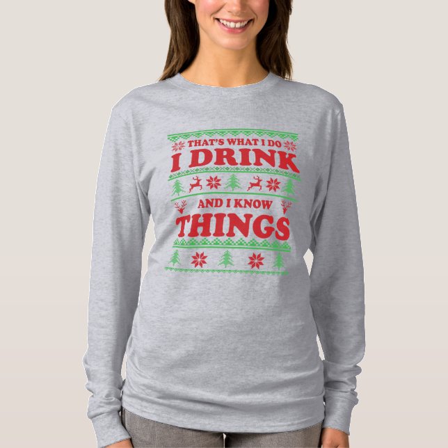 T-shirt Drôle moche chandail de Noël dit whiskey (Devant)