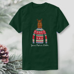 T-shirt Drôle moche de Noël Swete Llama Lover<br><div class="desc">Chirurgie de vacances d'hiver amusante avec une Llama portant un pull nordique de Noël "laid". En fait, on pense qu'il est plutôt branché ! Personnalisez avec votre propre texte personnalisé ou supprimez simplement. Fait une chemise parfaite pour une fête de Noël moche Sweater ou une chemise de vacances pour n'importe...</div>