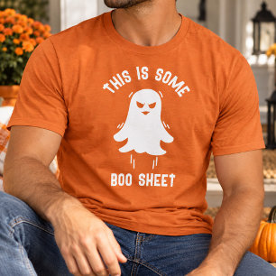T-shirt Drôle Moderne Mignon Halloween Bouh Feuille Fantôm