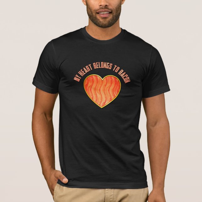 T-shirt Drôle : Mon coeur appartient à Bacon (Devant)