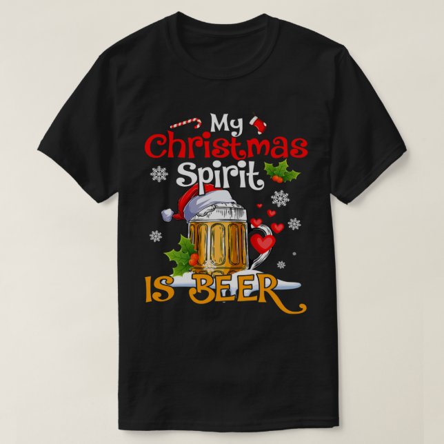 T-shirt Drôle Mon Esprit De Noël Est Amateurs De Bières Bo (Design devant)
