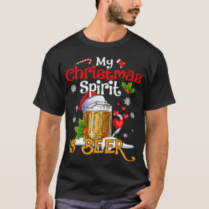 T-shirt Drôle Mon Esprit De Noël Est Amateurs De Bières Bo