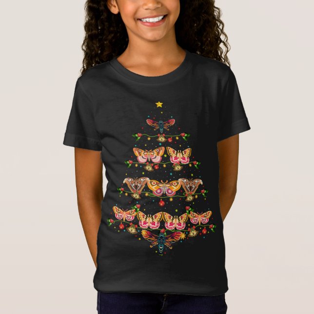 T-Shirt Drôle Moth Bird Xmas Tree Cadeau Santa Hat Moth Ch (Devant)