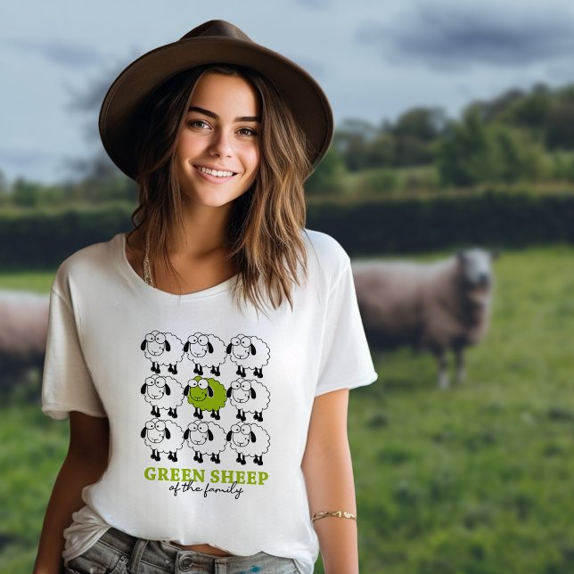 T-shirt Drôle Mouton Vert de la Famille, Vegan (Créateur téléchargé)