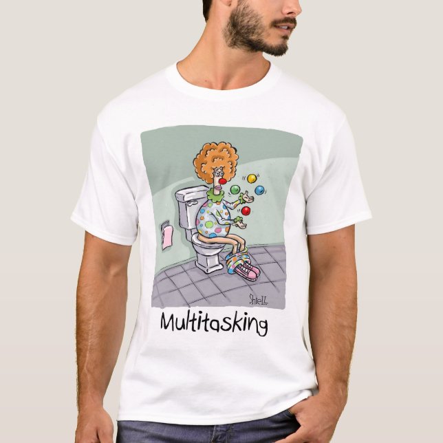 T-shirt Drôle Multitâche Jongler Cartes et Cadeaux Clowns (Devant)