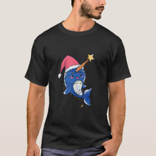 T-shirt Drôle Narwhal Dans Les Lumières Noël Hommes de Noë