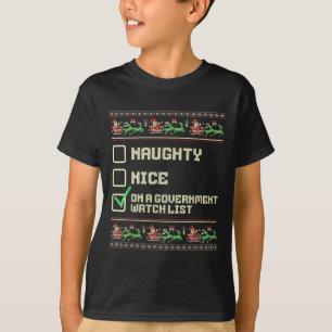 T-shirt Drôle Naughty Nice Sur La Liste De Surveillance Du