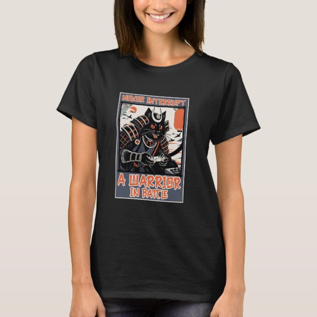 T-shirt DRÔLE Ne jamais interrompre le chat de jeu de samo (Devant)