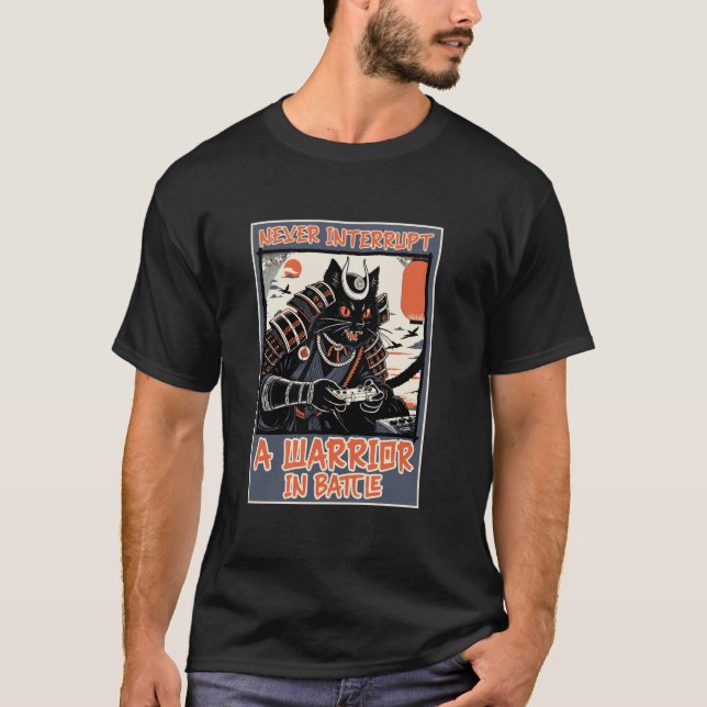 T-shirt DRÔLE Ne jamais interrompre le chat de jeu de samo (Devant)