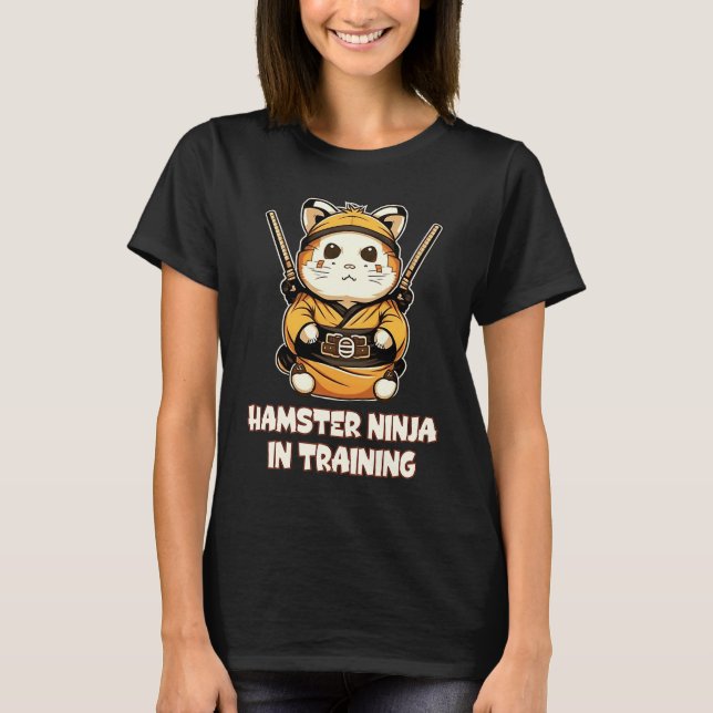 T-shirt Drôle Ninja Hamster en Formation (Devant)