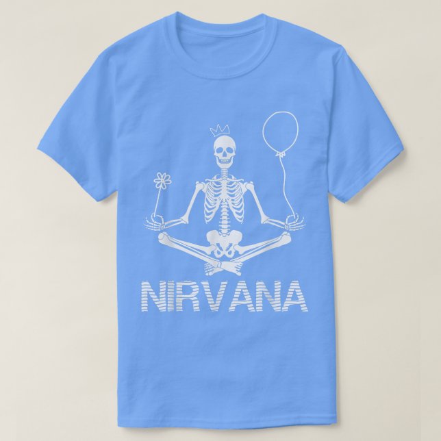 T-shirt Drôle Nirvana Skeleton Yoga Homme Femme (Design devant)