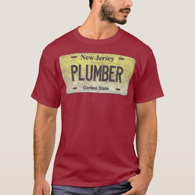 T-shirt Drôle NJ State Vanity Plate PLUMBER (Devant)