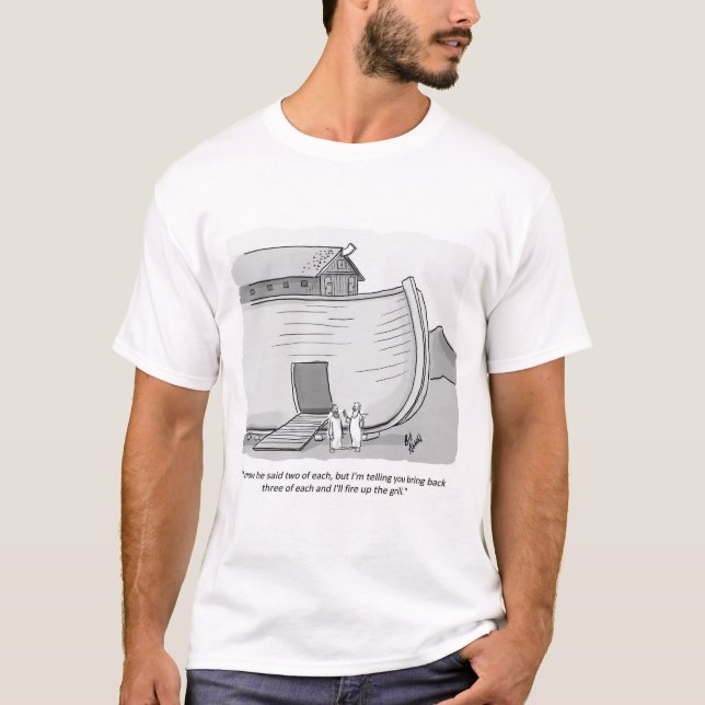T-shirt Drôle Noah's Ark Grill Humour de dessin animé (Devant)