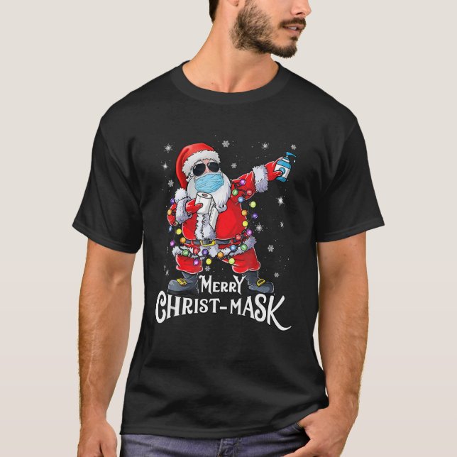T-shirt Drôle Noël 2020 Père Noël Dabbing porter le masque (Devant)