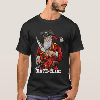 T-shirt Drôle Noël Capitaine Père Noël Pirate Claus ID cad