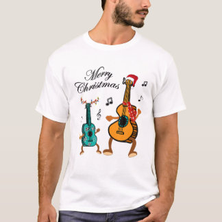 T-shirt Drôle Noël Casquette Père Noël Ukulele Cadeau
