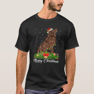 T-shirt Drôle Noël Correspondant Santa Hat Terre-Neuve Chi