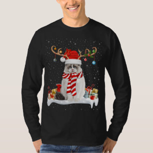 T-shirt Drôle Noël Éclairage Reindeer Santa Hat Ragdoll Ch