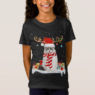 T-Shirt Drôle Noël Éclairage Reindeer Santa Hat Ragdoll Ch