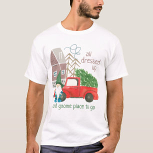 T-shirt Drôle Noël Gnome et Camion Rouge