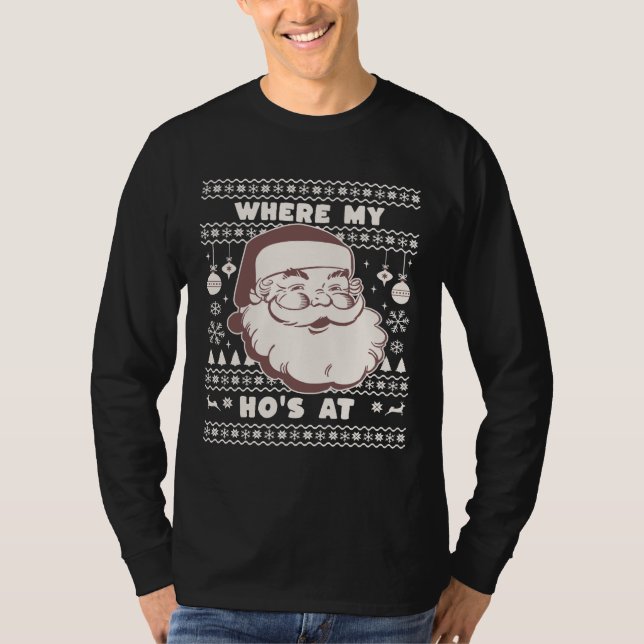 T-shirt Drôle Noël mignon Père Noël Ho Ho Design Ug (Devant)