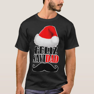 T-shirt Drôle Noël Papa Mustache Feliz