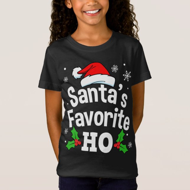 T-Shirt Drôle Noël Père Noël Favori Ho mignon (Devant)